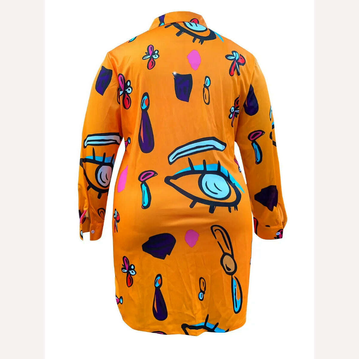 KIMLUD, LW Plus Size Casual Print Croci Shirt Dress 2024 Women Autumn Winter Turndown Collar Long Sleeve Wrapped Skirt Mini Dresses, KIMLUD Womens Clothes