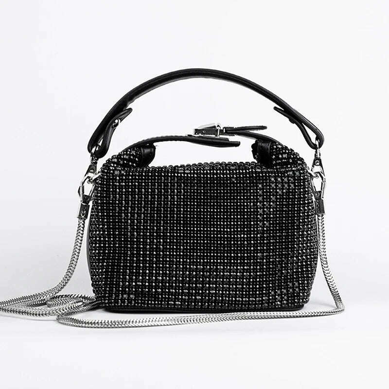 KIMLUD, MABULA 2022 Fashion Bling Rhinestone Handbags For Women High Quality Crystal Small Totes Lady Mech Evening Clutch Shoulder Bags, B, KIMLUD APPAREL - Womens Clothes