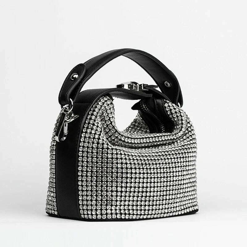 KIMLUD, MABULA 2022 Fashion Bling Rhinestone Handbags For Women High Quality Crystal Small Totes Lady Mech Evening Clutch Shoulder Bags, A, KIMLUD Womens Clothes
