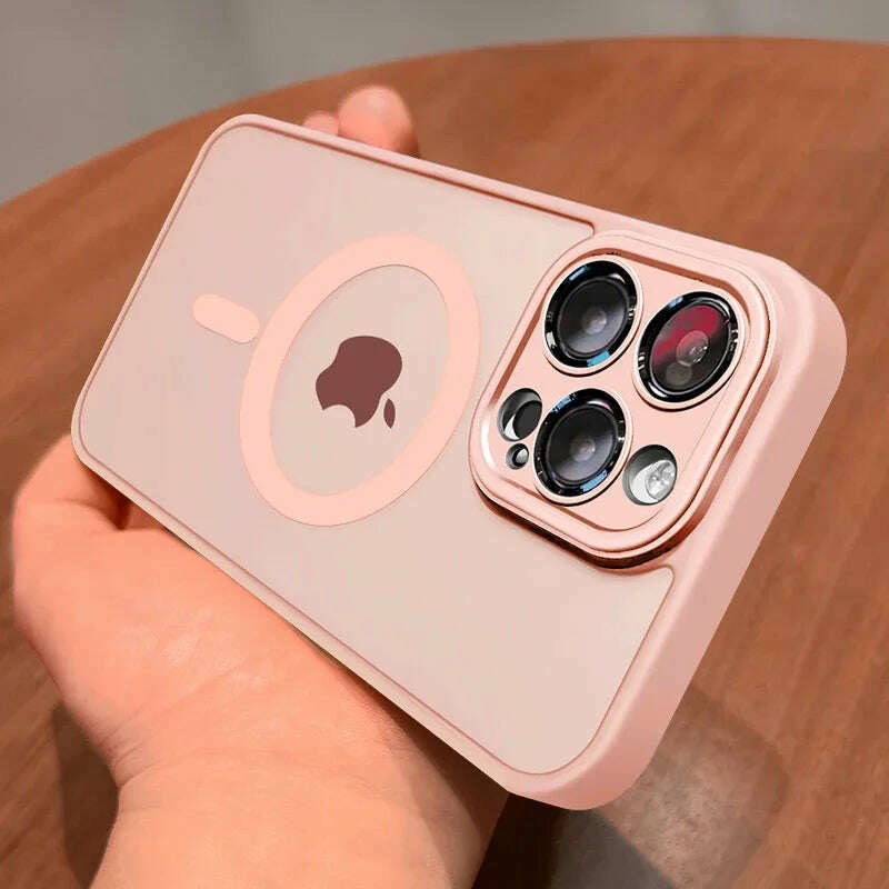 Magnetic Luxury Matte Translucent Armor Shockproof Case For iPhone 14 13 12 11 15 Pro Max Plus For Magsafe Wireless Charge Cover - KIMLUD