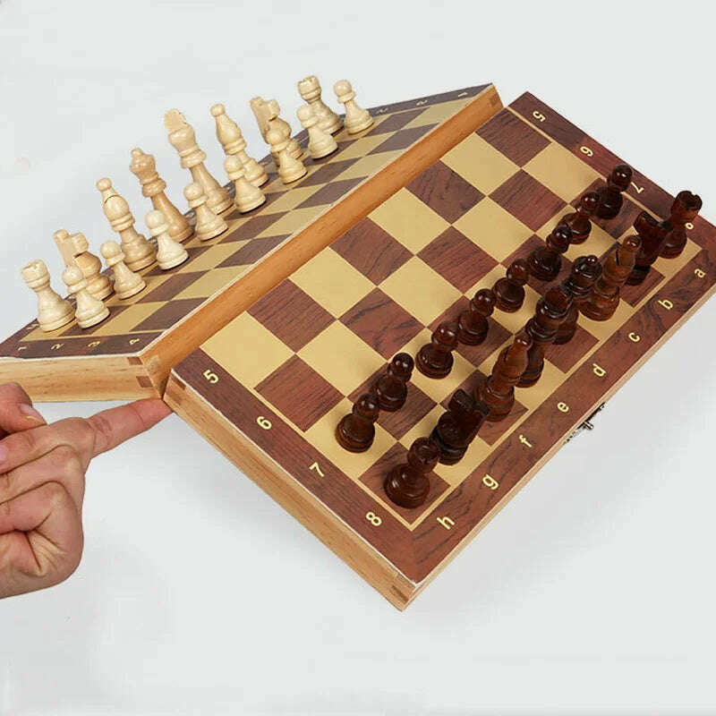 KIMLUD, Magnetic Wooden Folding Chess Set Felted Game Board 24cm*24cm Interior Storage Adult Kids Gift Family Game Chess Board, KIMLUD Womens Clothes