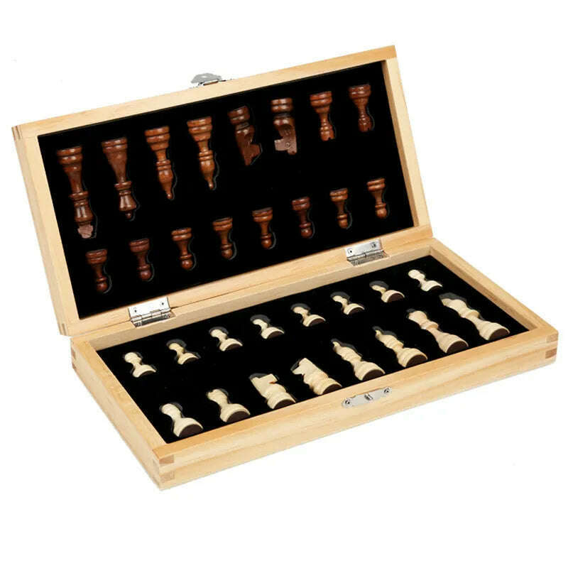 KIMLUD, Magnetic Wooden Folding Chess Set Felted Game Board 24cm*24cm Interior Storage Adult Kids Gift Family Game Chess Board, KIMLUD Womens Clothes