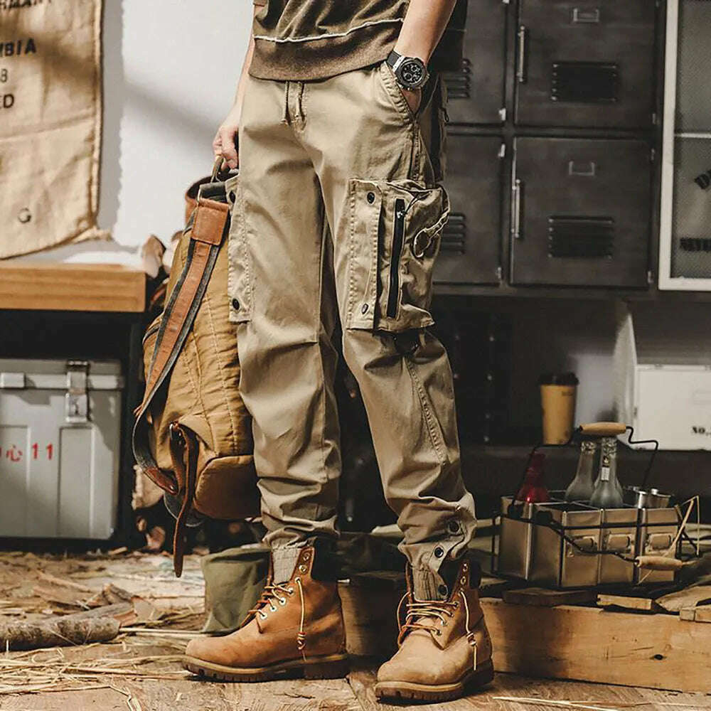 KIMLUD, Man Camo Navy Trousers Harem Y2k Tactical Military Cargo Pants for Men Techwear High Quality Outdoor Hip Hop Work Stacked Slacks, Khaki / XXXL, KIMLUD APPAREL - Womens Clothes