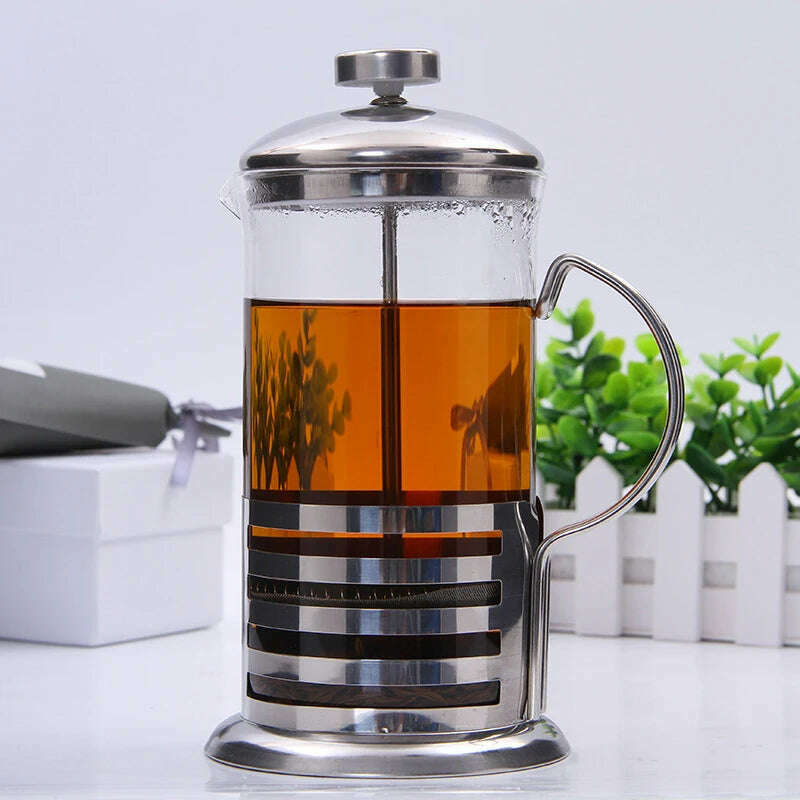 Manual Coffee Espresso Maker Pot French Coffee Tea Percolator Filter Stainless Steel Glass Teapot Cafetiere Press Plunger 350ml - KIMLUD