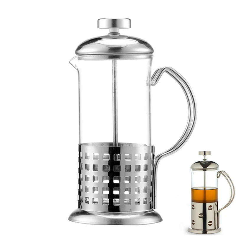 Manual Coffee Espresso Maker Pot French Coffee Tea Percolator Filter Stainless Steel Glass Teapot Cafetiere Press Plunger 350ml - KIMLUD