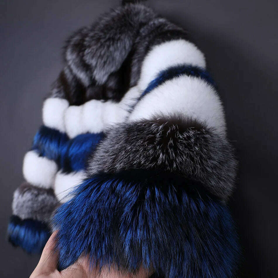 KIMLUD, Maomaokong 2023 Real Fur Coat Winter Women Silver Fox Fur Luxury Warm Thick Furry Fox Fur Coat Long Natural Fur Jackets, KIMLUD Womens Clothes