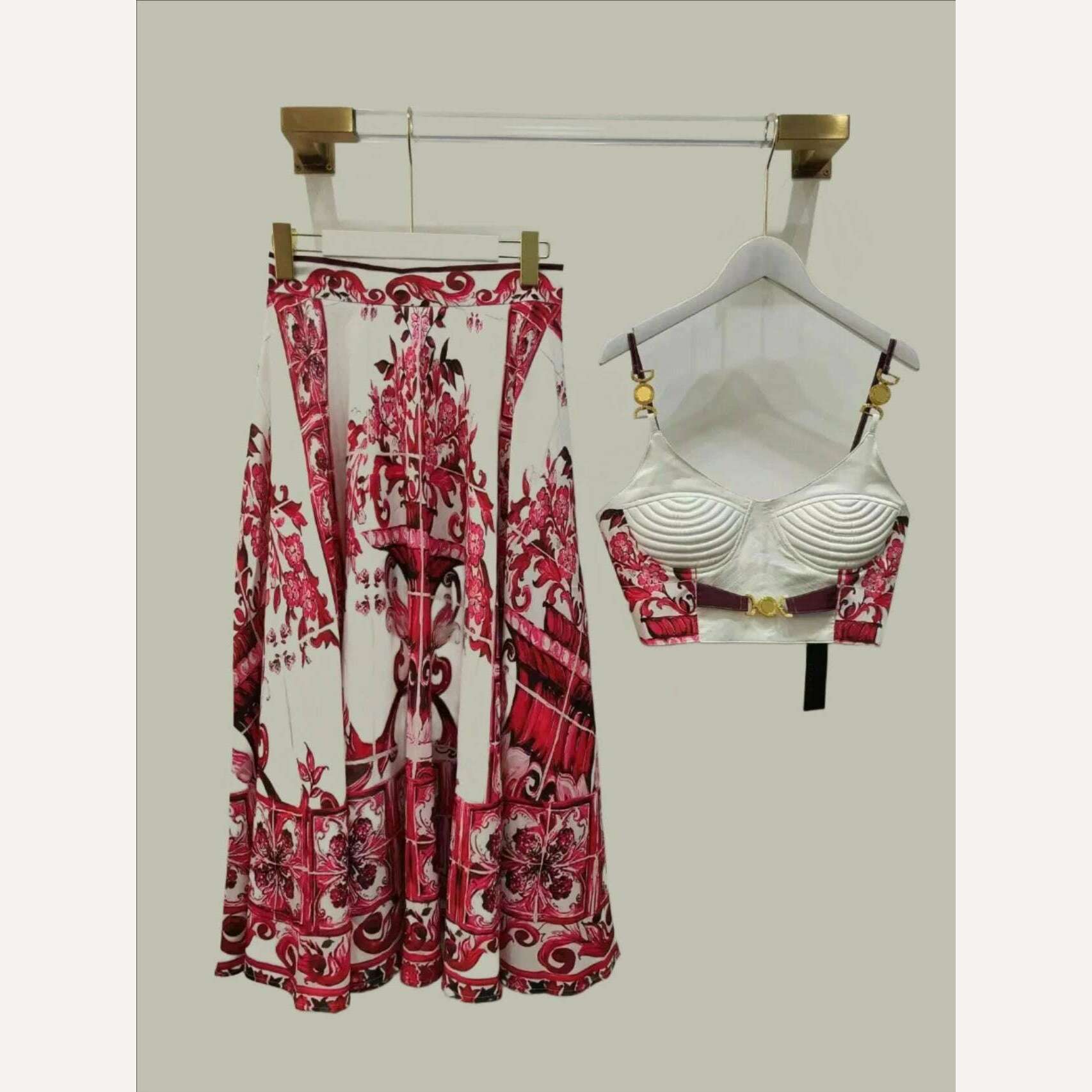 MARYYIMEI 2023 Summer Sexy Fashion Vacation Skirts Sets Women's Short Spaghetti Strap Top + flowers printed Skirts 2 Pieces Suit - KIMLUD