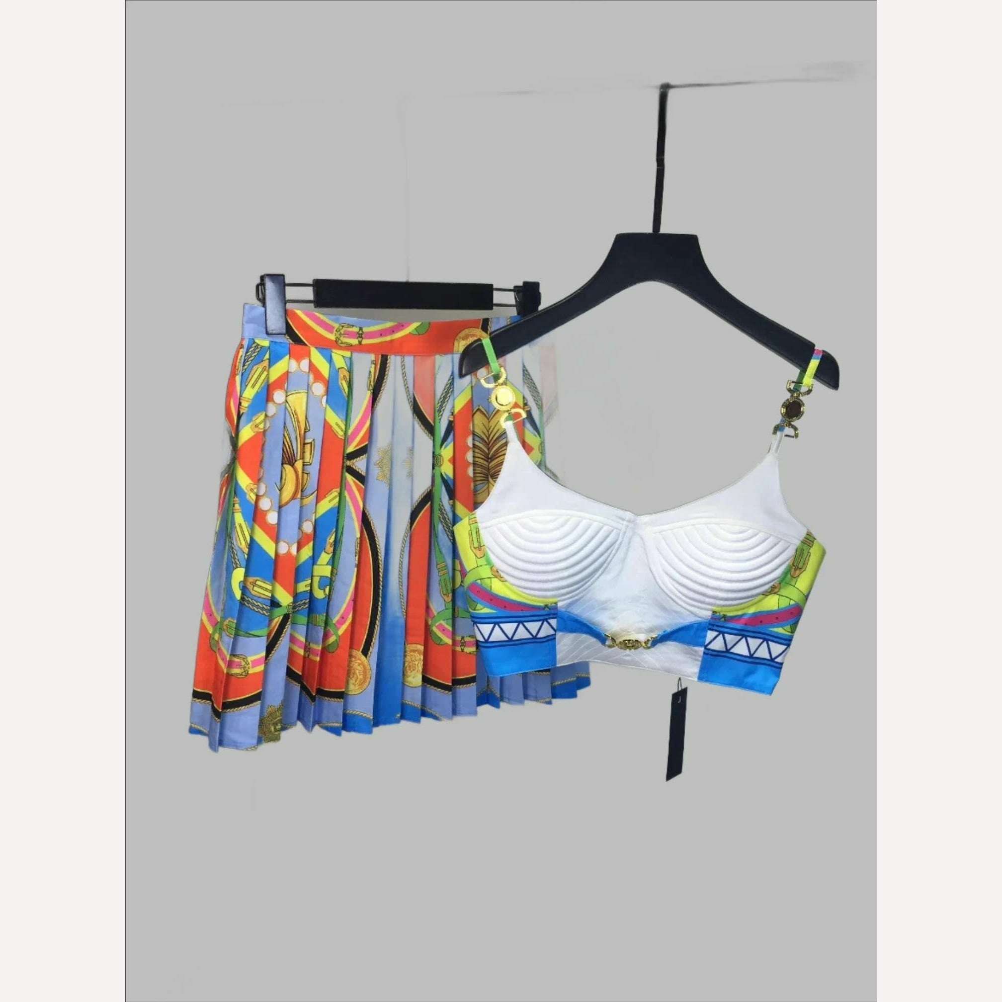 MARYYIMEI 2023 Summer Sexy Fashion Vacation Skirts Sets Women's Short Spaghetti Strap Top + flowers printed Skirts 2 Pieces Suit - KIMLUD