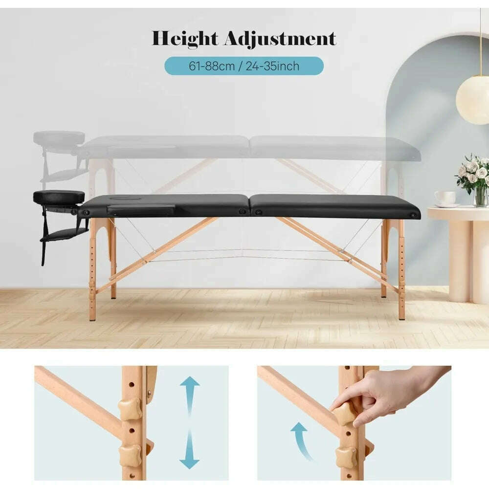 KIMLUD, Massage Bed, Massage Table Portable Massage Bed Lash Spa Bed Tattoo Face Cradle Bed Height 35Inch Adjustable 2 Fold With Bag - B, KIMLUD Womens Clothes