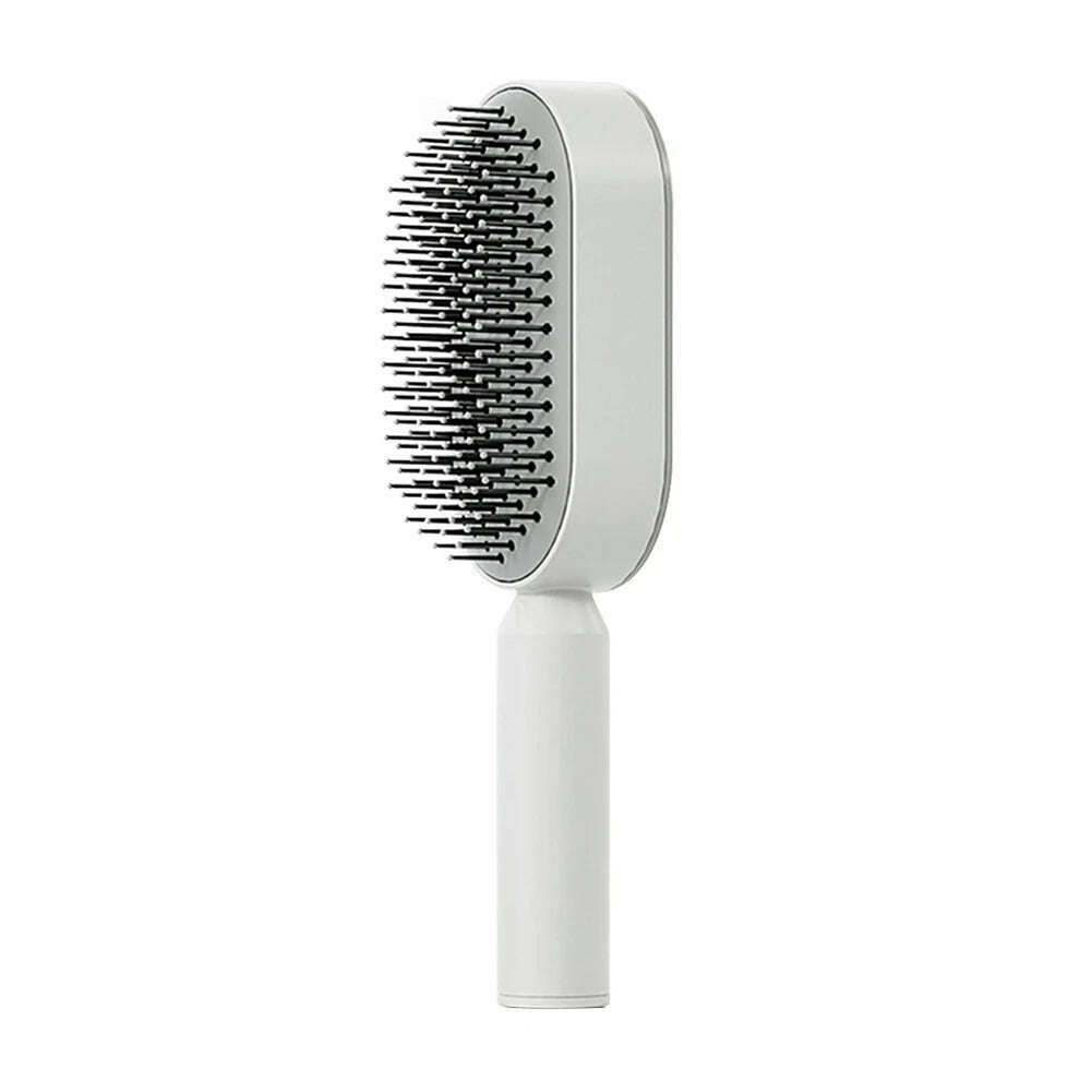 KIMLUD, Massage Comb Hair Brush Air Cushion One-Key Self Cleaning Hair Comb Professional Detangling Scalp Air Bag Combs For Hair, White / CHINA, KIMLUD APPAREL - Womens Clothes
