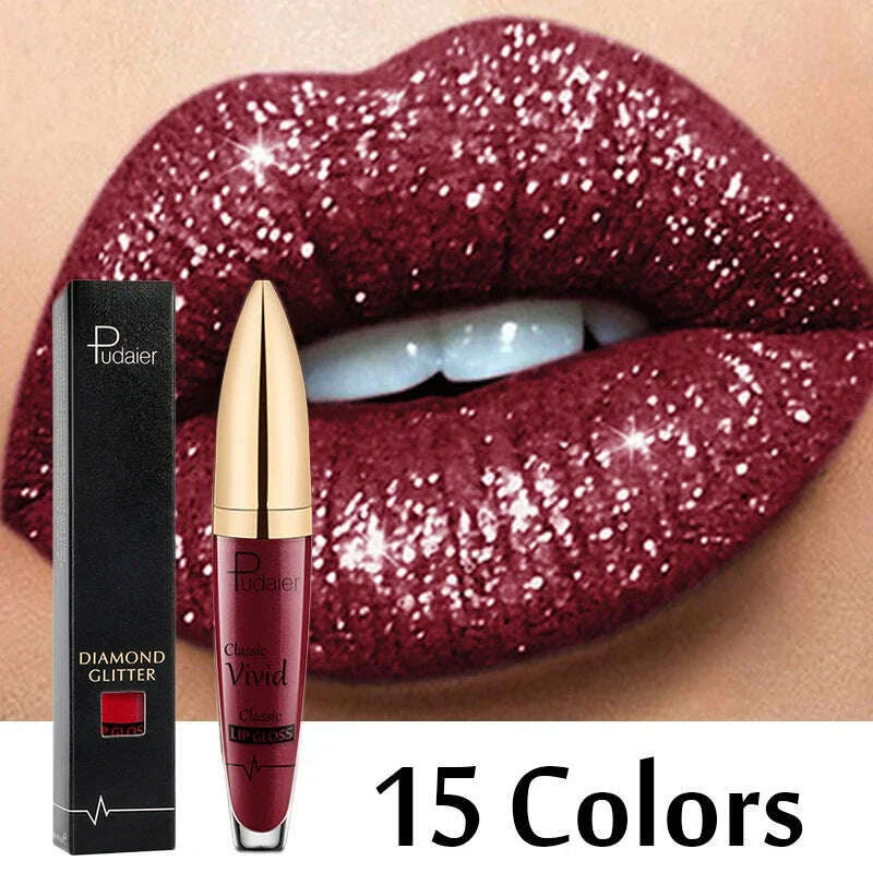 KIMLUD, Matte Glitter Liquid Lipsticks Diamond Shiny Lip Gloss Waterproof Long Lasting Pearl Lipgloss Women Lip Tint Makeup Maquillaje, KIMLUD Women's Clothes