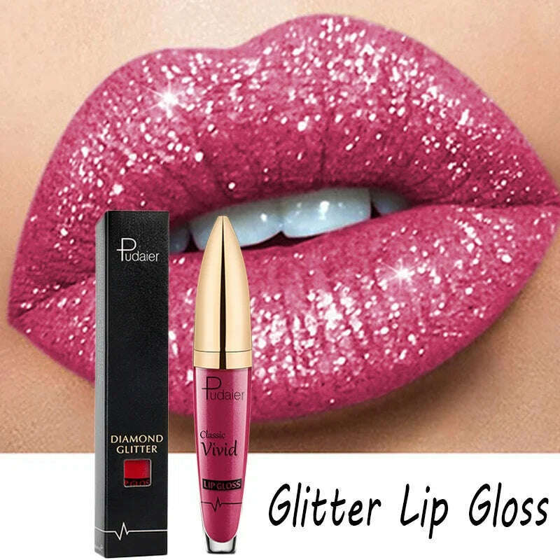 KIMLUD, Matte Glitter Liquid Lipsticks Diamond Shiny Lip Gloss Waterproof Long Lasting Pearl Lipgloss Women Lip Tint Makeup Maquillaje, KIMLUD Womens Clothes