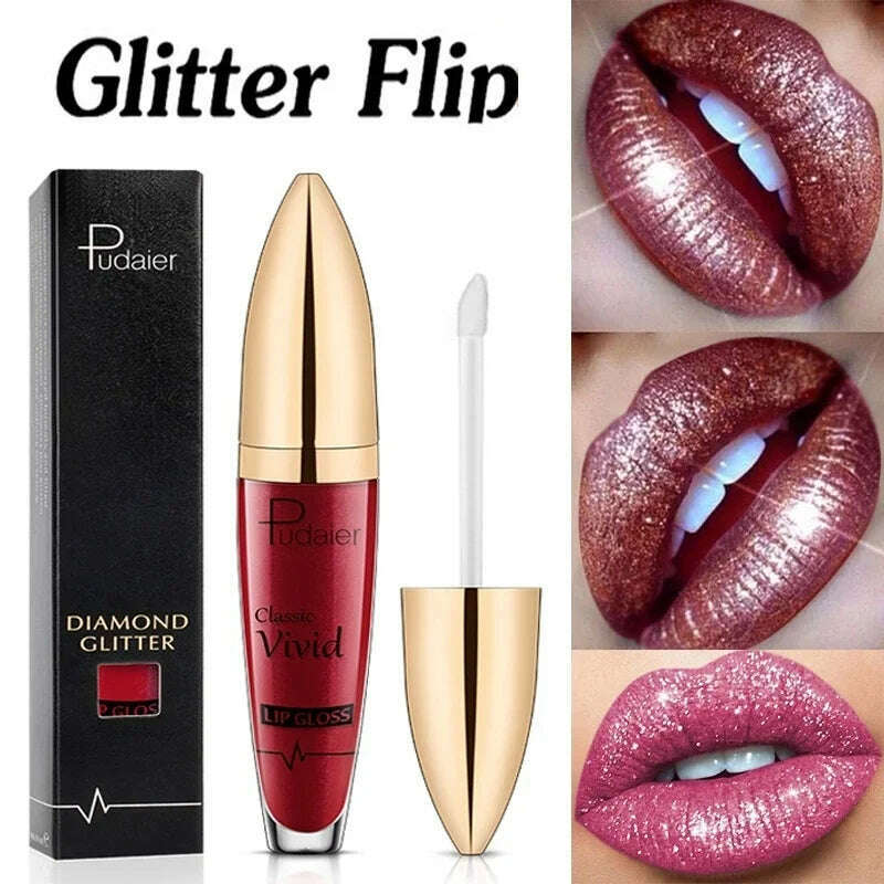 KIMLUD, Matte Glitter Liquid Lipsticks Diamond Shiny Lip Gloss Waterproof Long Lasting Pearl Lipgloss Women Lip Tint Makeup Maquillaje, KIMLUD Womens Clothes