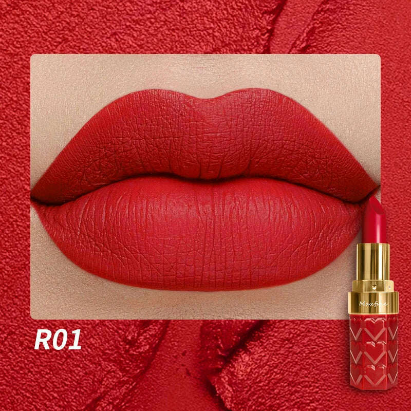 Matte Lipstick, 18-Color, Long-Lasting, Non-Stick Cup, Fade-Resistant, Velvety Texture, Luxurious Hydrating Lip Makeup For All-D - KIMLUD