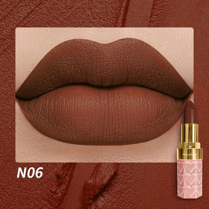 Matte Lipstick, 18-Color, Long-Lasting, Non-Stick Cup, Fade-Resistant, Velvety Texture, Luxurious Hydrating Lip Makeup For All-D - KIMLUD