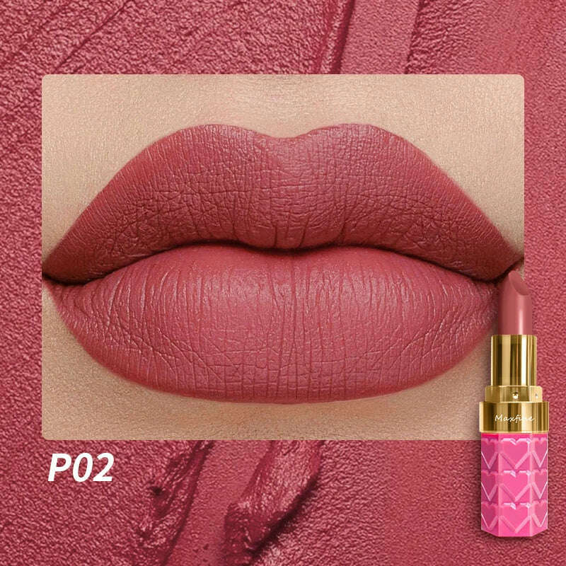 Matte Lipstick, 18-Color, Long-Lasting, Non-Stick Cup, Fade-Resistant, Velvety Texture, Luxurious Hydrating Lip Makeup For All-D - KIMLUD
