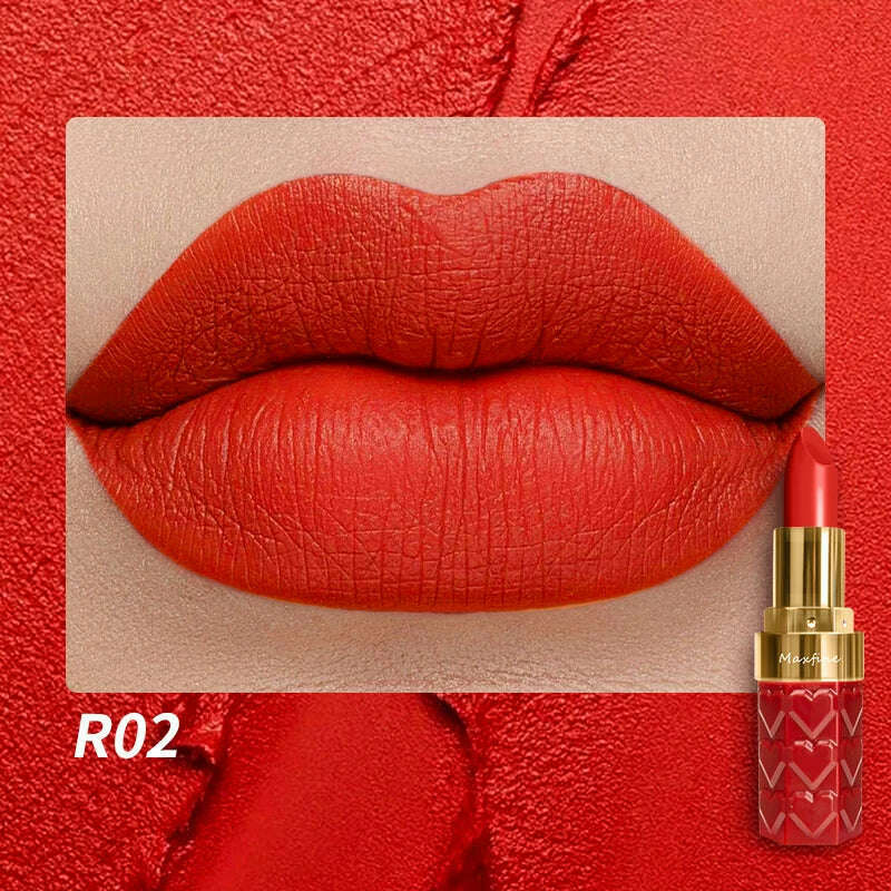 Matte Lipstick, 18-Color, Long-Lasting, Non-Stick Cup, Fade-Resistant, Velvety Texture, Luxurious Hydrating Lip Makeup For All-D - KIMLUD