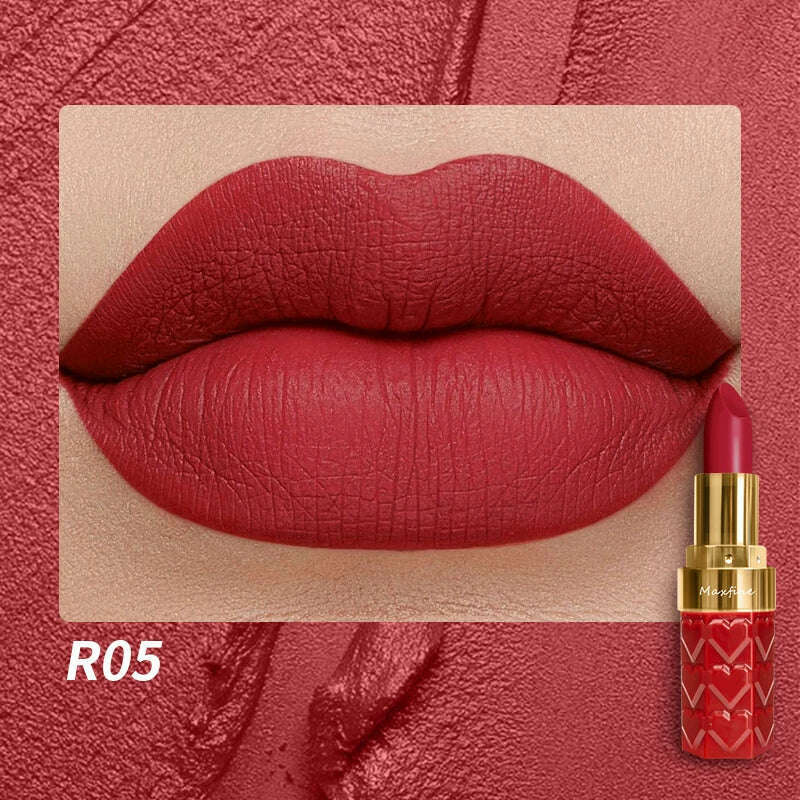 Matte Lipstick, 18-Color, Long-Lasting, Non-Stick Cup, Fade-Resistant, Velvety Texture, Luxurious Hydrating Lip Makeup For All-D - KIMLUD