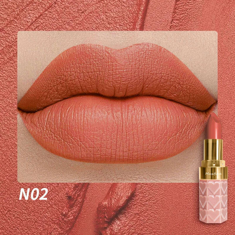 Matte Lipstick, 18-Color, Long-Lasting, Non-Stick Cup, Fade-Resistant, Velvety Texture, Luxurious Hydrating Lip Makeup For All-D - KIMLUD