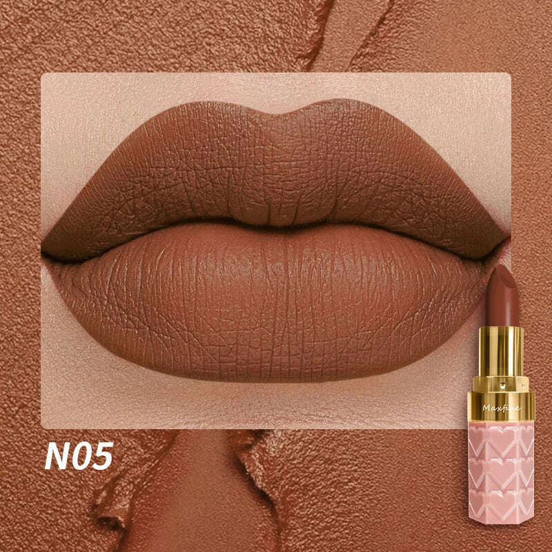 Matte Lipstick, 18-Color, Long-Lasting, Non-Stick Cup, Fade-Resistant, Velvety Texture, Luxurious Hydrating Lip Makeup For All-D - KIMLUD
