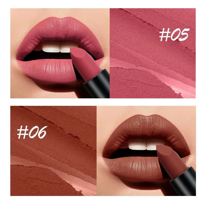 Matte Velvet Lip Gloss 6 Color Lipstick Smooth Easy To Color and Lasting Waterproof Non Stick Cup Sexy Lipstick Holiday Gift