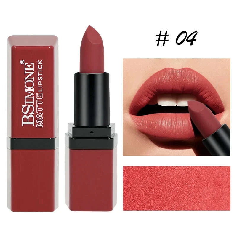 Matte Velvet Lip Gloss 6 Color Lipstick Smooth Easy To Color and Lasting Waterproof Non Stick Cup Sexy Lipstick Holiday Gift