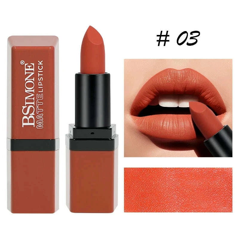 Matte Velvet Lip Gloss 6 Color Lipstick Smooth Easy To Color and Lasting Waterproof Non Stick Cup Sexy Lipstick Holiday Gift