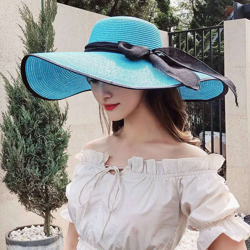 MAXSITI U Summer Straw Hats Bowknot Steamer Breathable Sun Hat Women Holiday Beach Hat Sun Protection Cap Visor Hat sombreros - KIMLUD