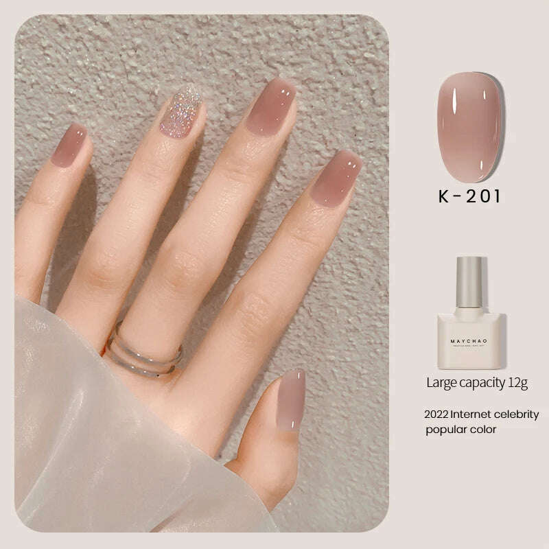 MAYCHAO 12ml Jelly Gel Nail Polish Semi Permanent Top Coat Soak Off UV LED Gel Art Nail Varnish Manicure Long Lasting Nail Gel - KIMLUD