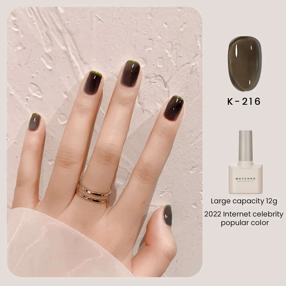 MAYCHAO 12ml Jelly Gel Nail Polish Semi Permanent Top Coat Soak Off UV LED Gel Art Nail Varnish Manicure Long Lasting Nail Gel - KIMLUD