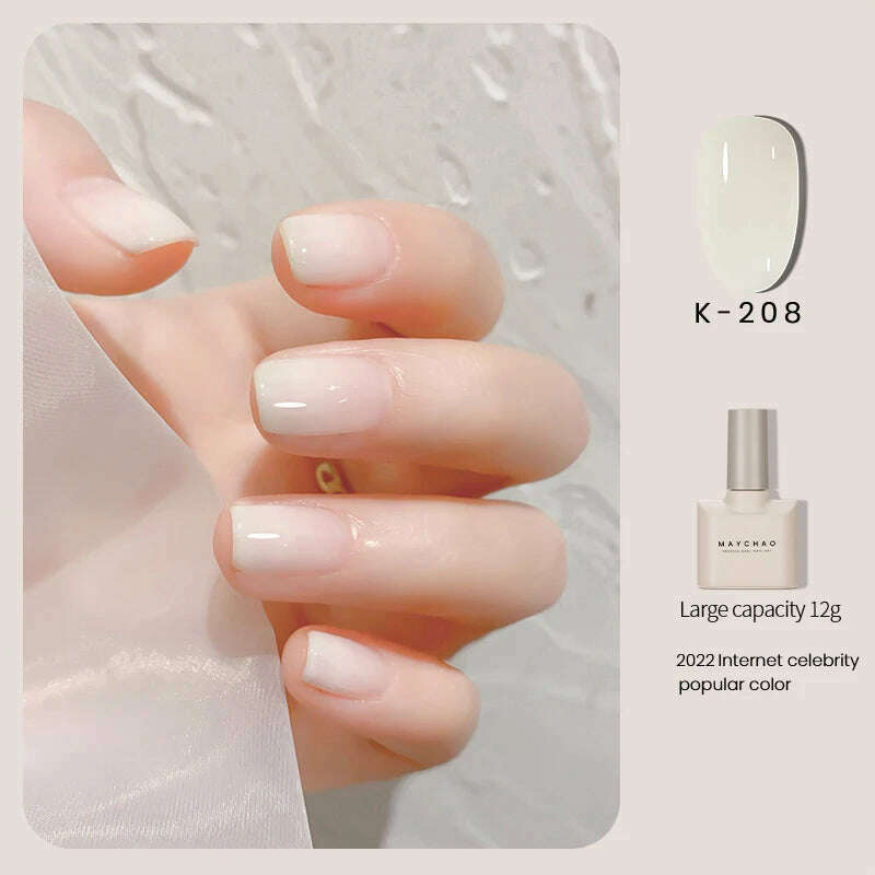 MAYCHAO 12ml Jelly Gel Nail Polish Semi Permanent Top Coat Soak Off UV LED Gel Art Nail Varnish Manicure Long Lasting Nail Gel - KIMLUD