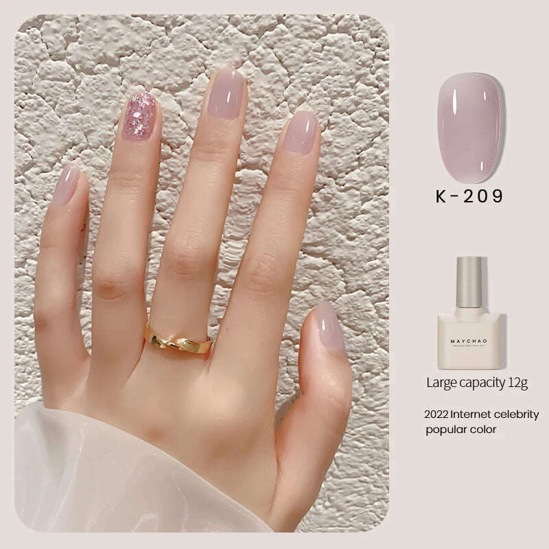 MAYCHAO 12ml Jelly Gel Nail Polish Semi Permanent Top Coat Soak Off UV LED Gel Art Nail Varnish Manicure Long Lasting Nail Gel - KIMLUD