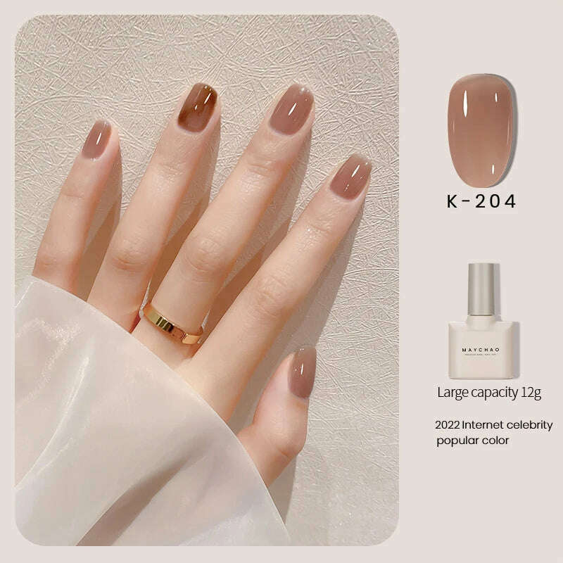 MAYCHAO 12ml Jelly Gel Nail Polish Semi Permanent Top Coat Soak Off UV LED Gel Art Nail Varnish Manicure Long Lasting Nail Gel - KIMLUD