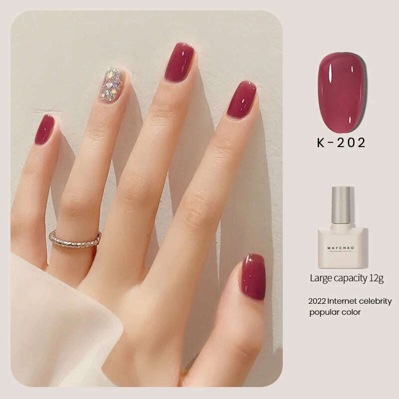MAYCHAO 12ml Jelly Gel Nail Polish Semi Permanent Top Coat Soak Off UV LED Gel Art Nail Varnish Manicure Long Lasting Nail Gel - KIMLUD