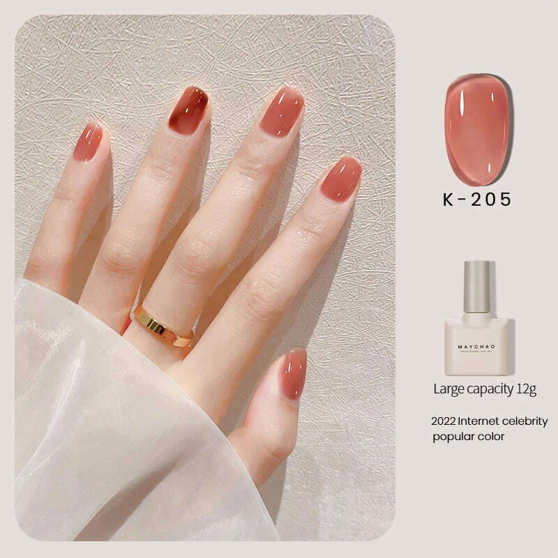 MAYCHAO 12ml Jelly Gel Nail Polish Semi Permanent Top Coat Soak Off UV LED Gel Art Nail Varnish Manicure Long Lasting Nail Gel - KIMLUD