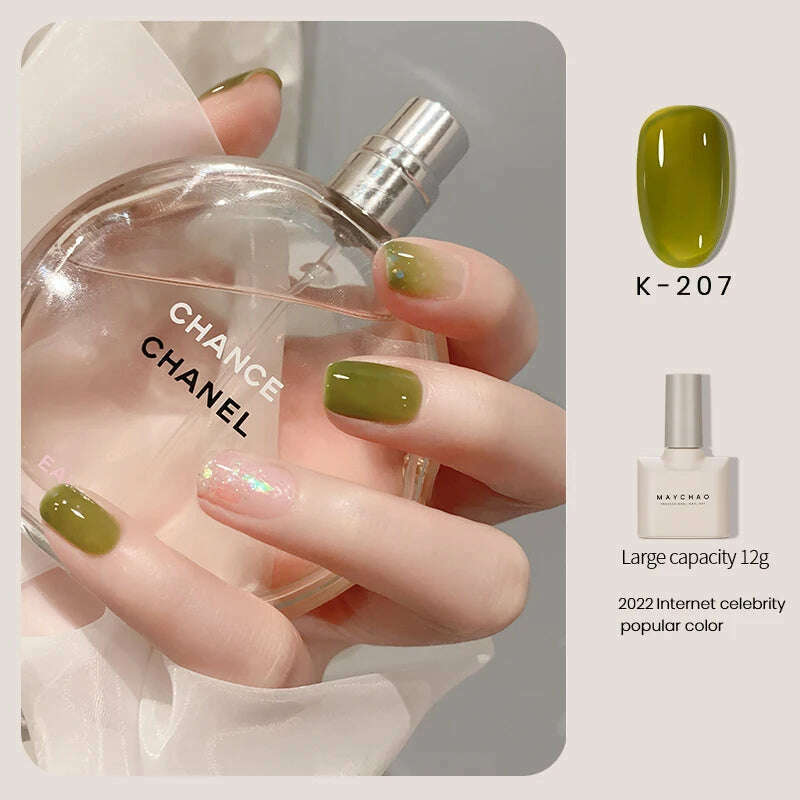 MAYCHAO 12ml Jelly Gel Nail Polish Semi Permanent Top Coat Soak Off UV LED Gel Art Nail Varnish Manicure Long Lasting Nail Gel - KIMLUD