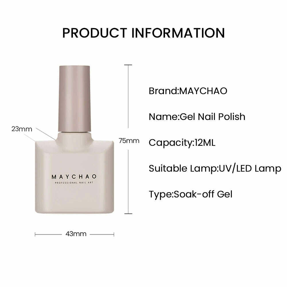 MAYCHAO 12ml Jelly Gel Nail Polish Semi Permanent Top Coat Soak Off UV LED Gel Art Nail Varnish Manicure Long Lasting Nail Gel - KIMLUD