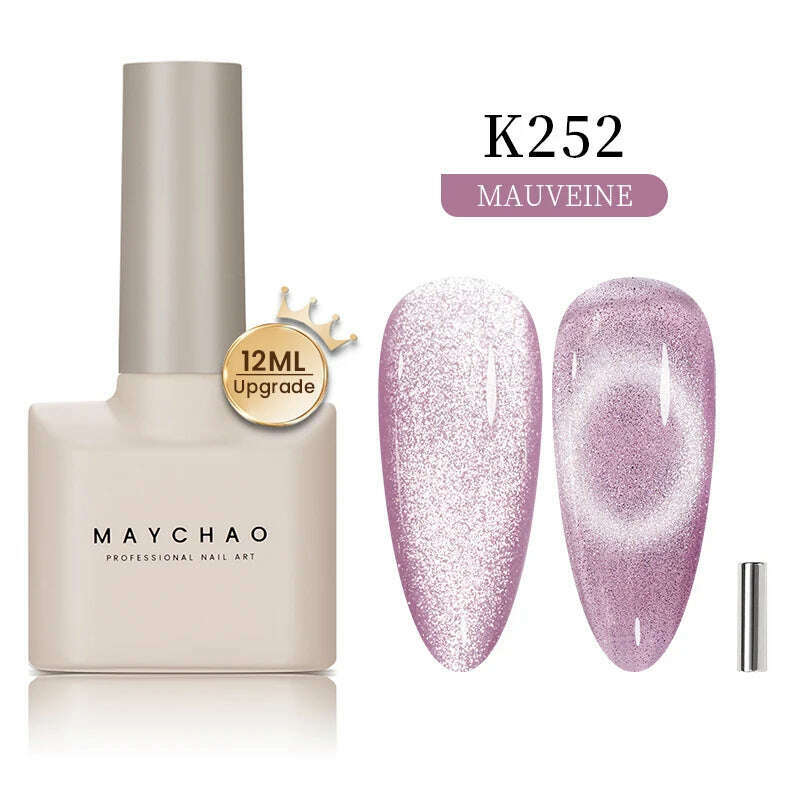 KIMLUD, MAYCHAO 7ml Cat Eye Gel Nail Polish Shiny Magnetic Gel Semi Permanent Soak Off UV Gel Glitter Manicure For Nail Art Gel Varnish, 12ML K252, KIMLUD Womens Clothes