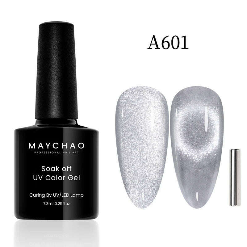 KIMLUD, MAYCHAO 7ml Cat Eye Gel Nail Polish Shiny Magnetic Gel Semi Permanent Soak Off UV Gel Glitter Manicure For Nail Art Gel Varnish, 7.3ml  A601, KIMLUD Womens Clothes