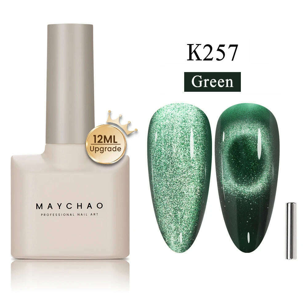 KIMLUD, MAYCHAO 7ml Cat Eye Gel Nail Polish Shiny Magnetic Gel Semi Permanent Soak Off UV Gel Glitter Manicure For Nail Art Gel Varnish, K257, KIMLUD Womens Clothes