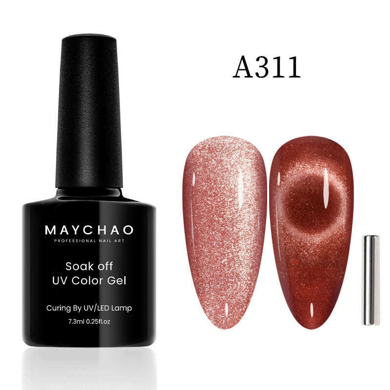 KIMLUD, MAYCHAO 7ml Cat Eye Gel Nail Polish Shiny Magnetic Gel Semi Permanent Soak Off UV Gel Glitter Manicure For Nail Art Gel Varnish, 7.3ml  A311, KIMLUD Womens Clothes