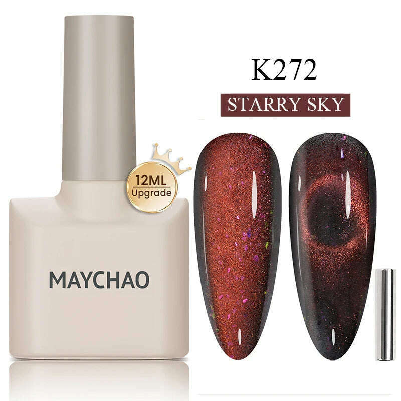 KIMLUD, MAYCHAO 7ml Cat Eye Gel Nail Polish Shiny Magnetic Gel Semi Permanent Soak Off UV Gel Glitter Manicure For Nail Art Gel Varnish, K272, KIMLUD Womens Clothes