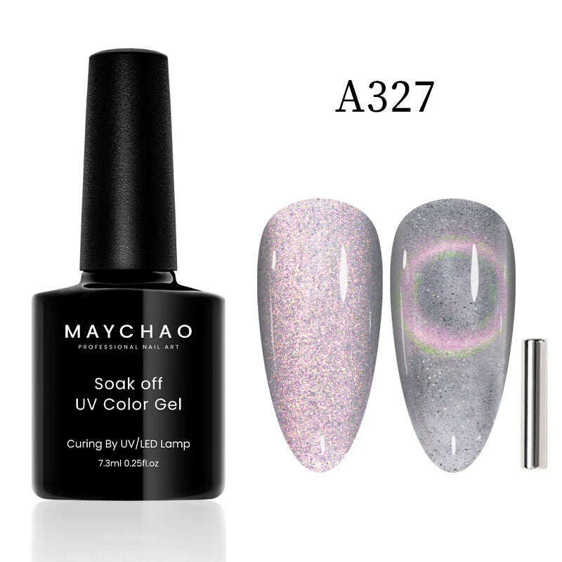 KIMLUD, MAYCHAO 7ml Cat Eye Gel Nail Polish Shiny Magnetic Gel Semi Permanent Soak Off UV Gel Glitter Manicure For Nail Art Gel Varnish, 7.3ml A327, KIMLUD Womens Clothes