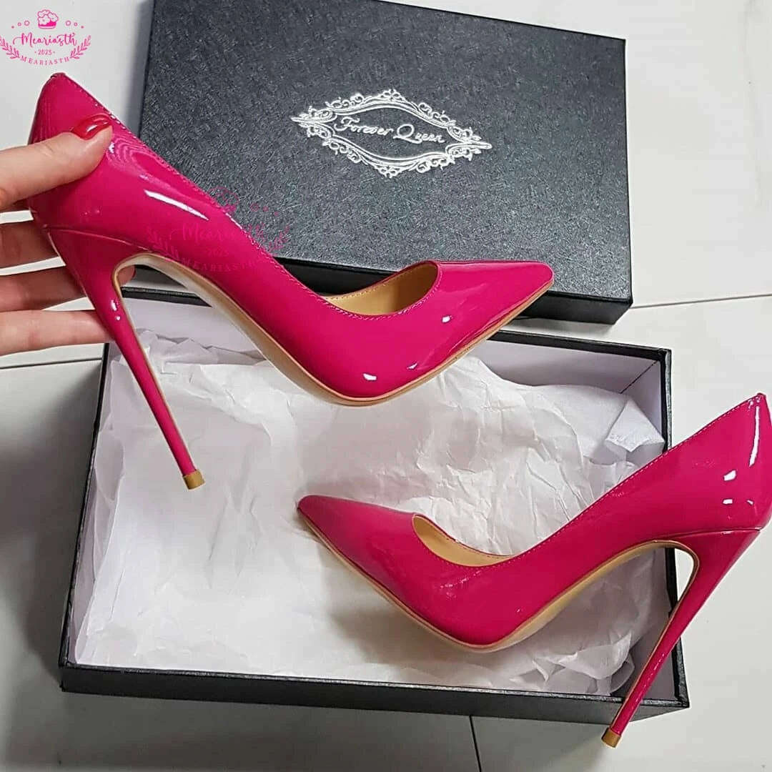 KIMLUD, Meariasth 12cm Red Pointed Toe Pumps Stiletto high Heels women Patent Leather Shallow Dress Shoes Women Sexy Party Heels Blue, KIMLUD Womens Clothes