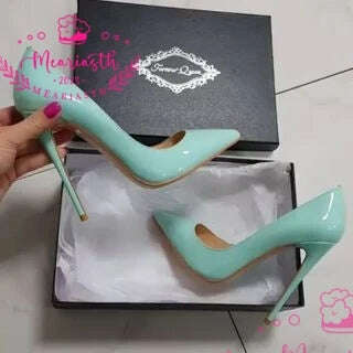 KIMLUD, Meariasth 12cm Red Pointed Toe Pumps Stiletto high Heels women Patent Leather Shallow Dress Shoes Women Sexy Party Heels Blue, KIMLUD Womens Clothes