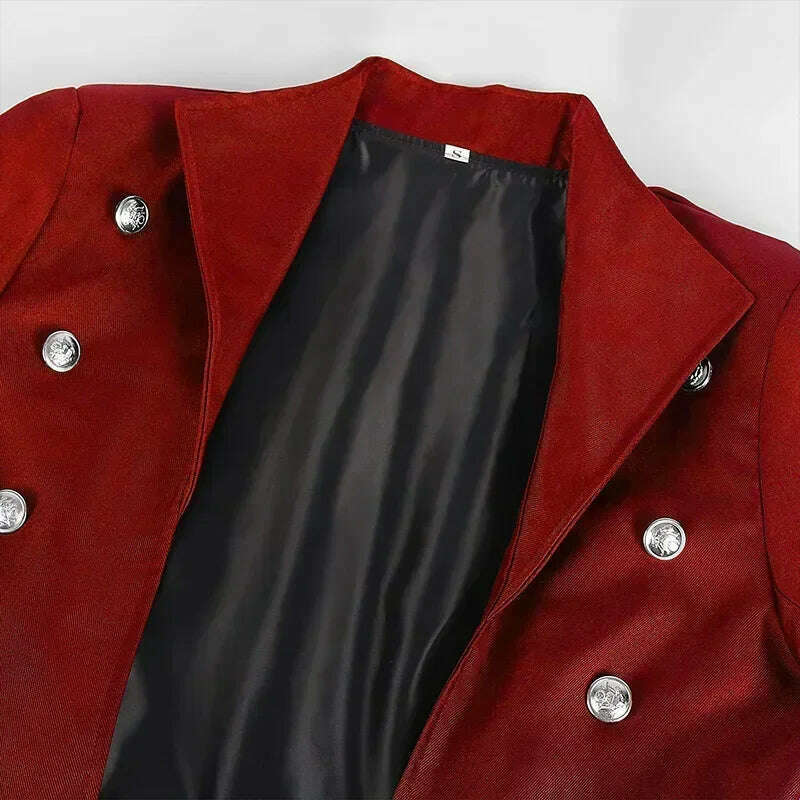 KIMLUD, Medieval Pirate Costume Steampunk Vintage Trench Coat Gothic Mens Tuxedo Jacket Victorian Carnival Party Cosplay Costume, KIMLUD Womens Clothes