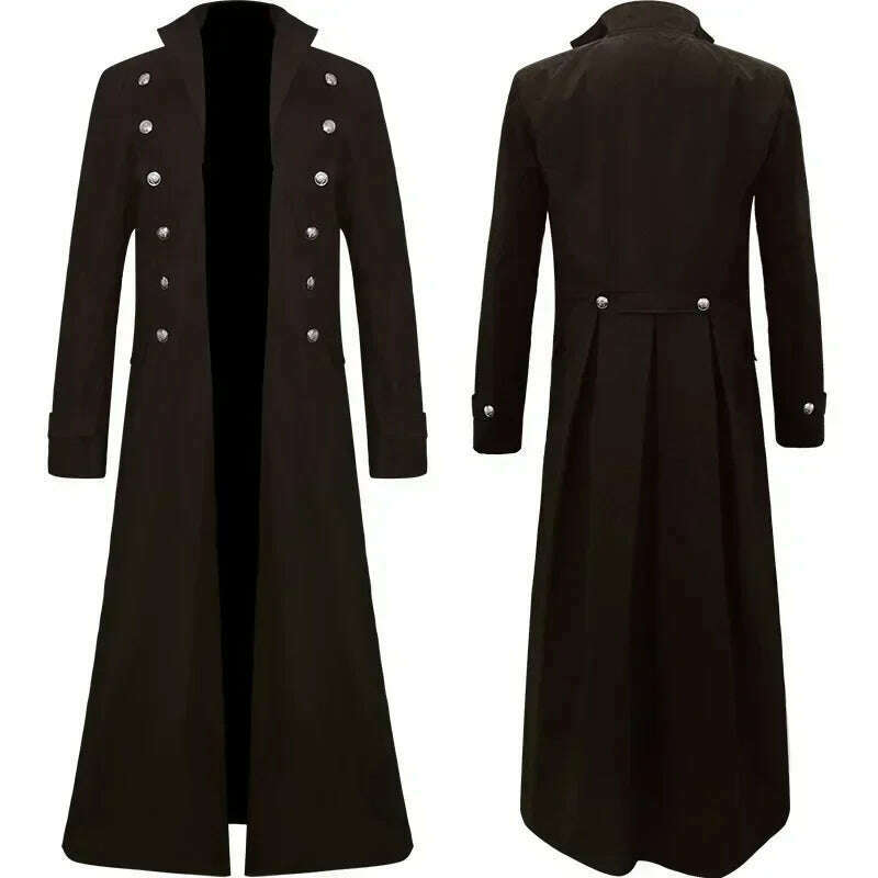 KIMLUD, Medieval Pirate Costume Steampunk Vintage Trench Coat Gothic Mens Tuxedo Jacket Victorian Carnival Party Cosplay Costume, brown / M / CHINA, KIMLUD APPAREL - Womens Clothes