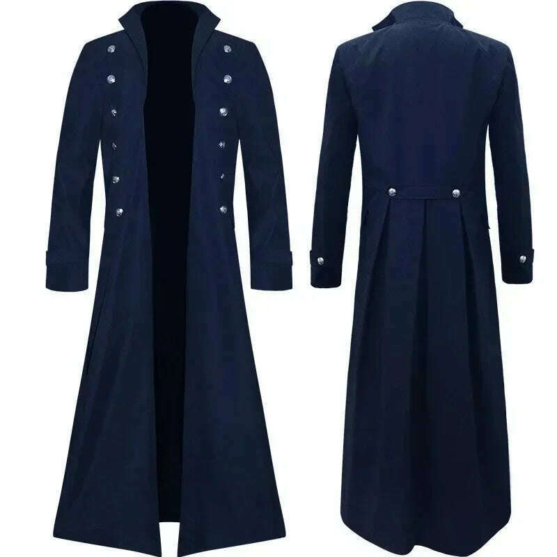 KIMLUD, Medieval Pirate Costume Steampunk Vintage Trench Coat Gothic Mens Tuxedo Jacket Victorian Carnival Party Cosplay Costume, navy / M / CHINA, KIMLUD APPAREL - Womens Clothes
