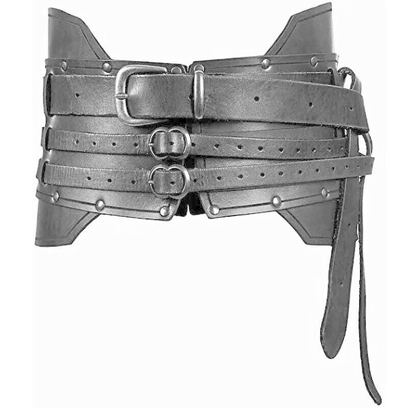 Medieval Wide Leather Armor Belt Steampunk Waist Costume Accessory Women Men Viking Knight Antique Waistband For Larp Cosplay - KIMLUD