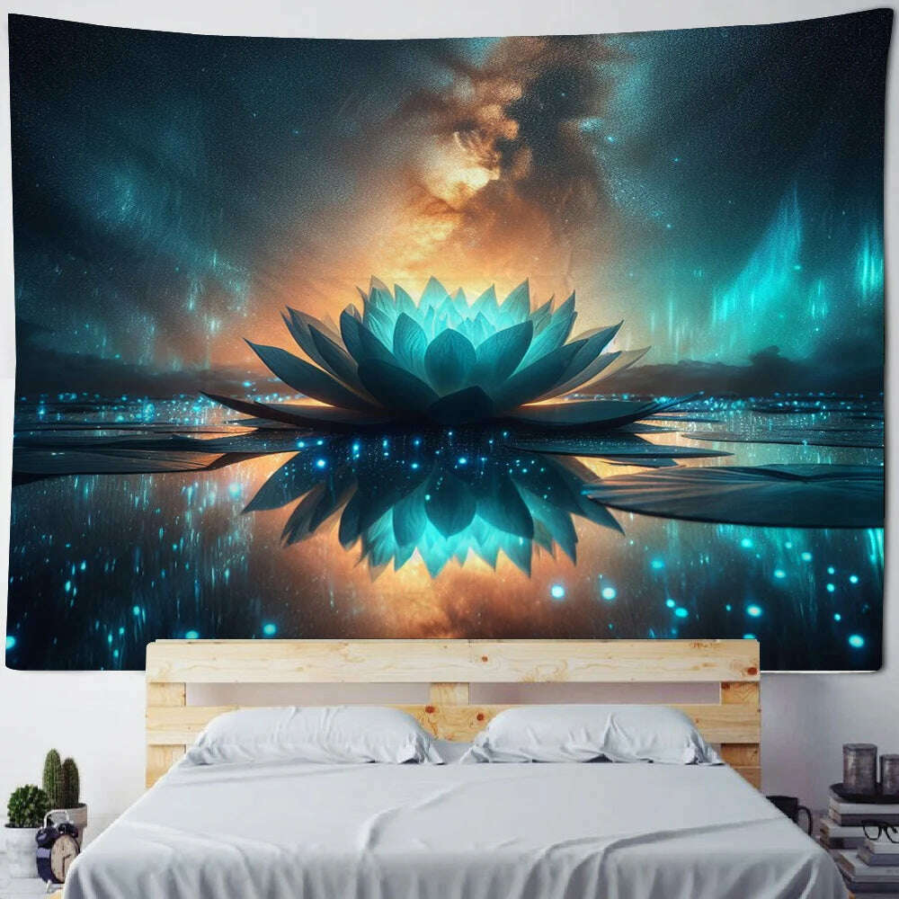 KIMLUD, Meditation Lotus Tapestry Wall Art, Large Tapestry Mural Decoration, Home, Bedroom, Living Room Decoration, 5 / 200x400cm, KIMLUD APPAREL - Womens Clothes